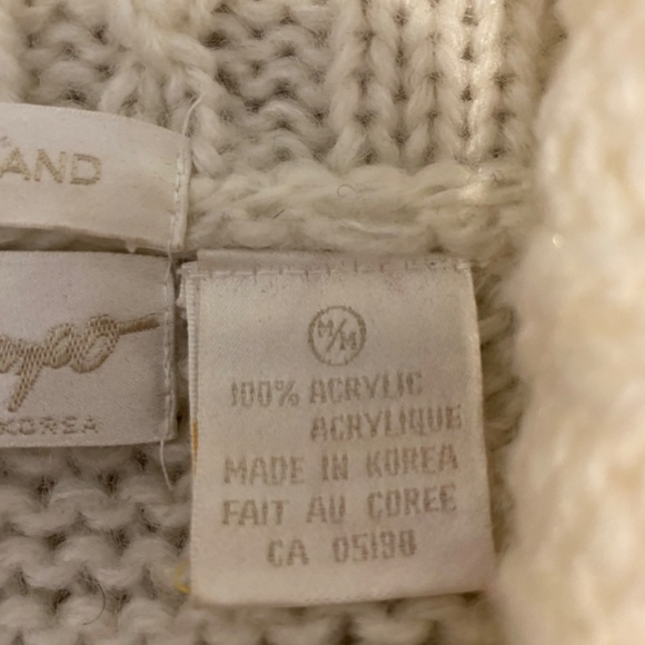 Vintage Cowichan-Style Hand-Knit Cardigan – Women’s M – Grey & Cream - Picture 7 of 9